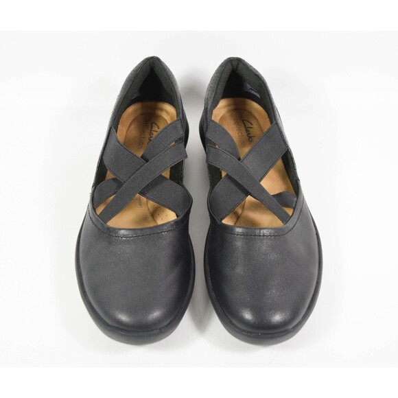 Clarks Collection Kayleigh Cove Black Combi Leather Slip On Comfort Shoes Sz 9M - Picture 3 of 8